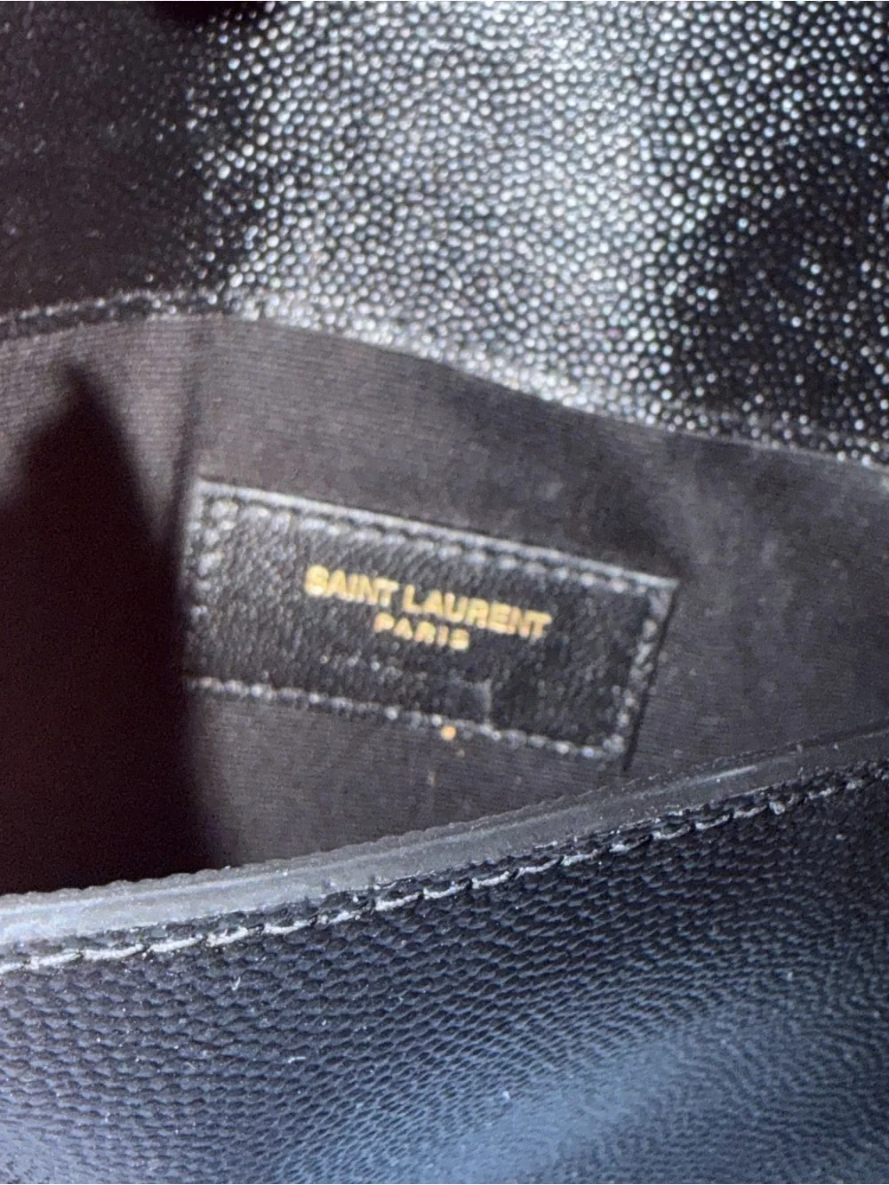 Saint Laurent Black Pebbled Leather Tote with Gold Logo - Picture 4 of 7